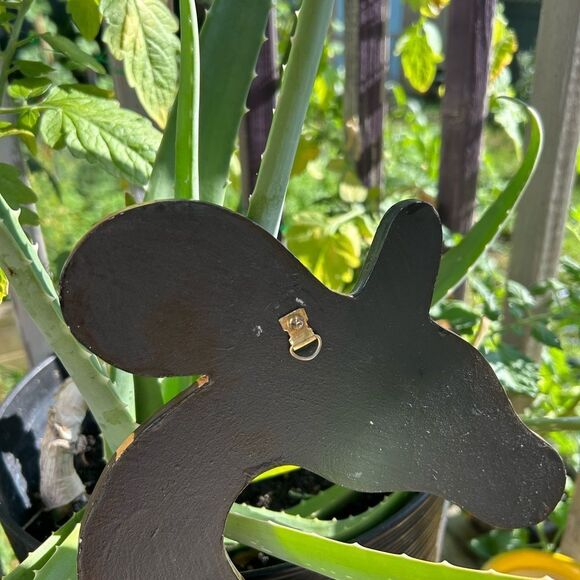 Vintage 90s Giraffe Shaped Wooden Decor Mirror Wall Hanging - Picture 7 of 16